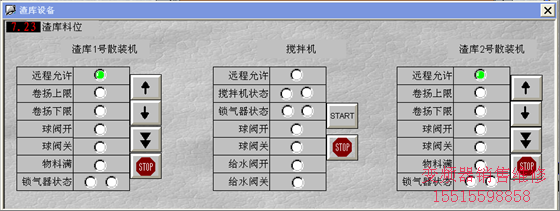 渣庫設(shè)備的控制和狀態(tài)顯示